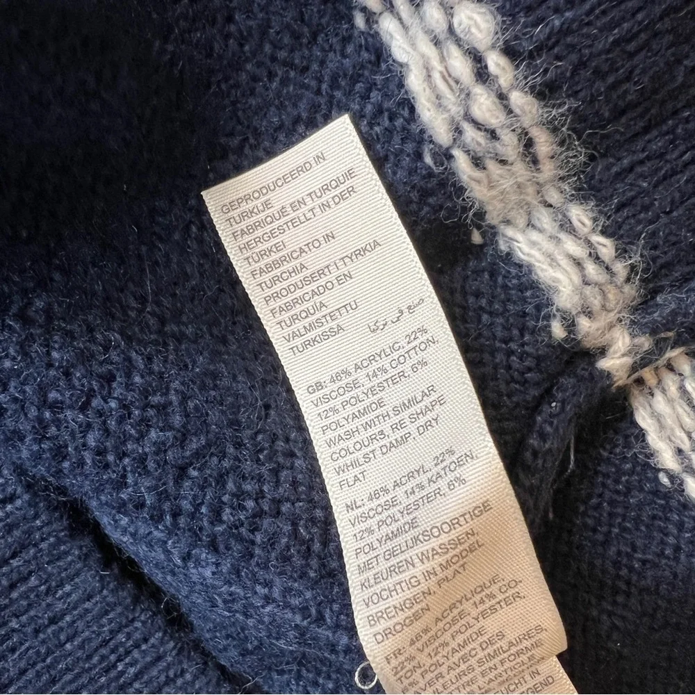 FAT FACE NAVY FAIR ISLE CREW NECK JUMPER - SIZE: X LARGE